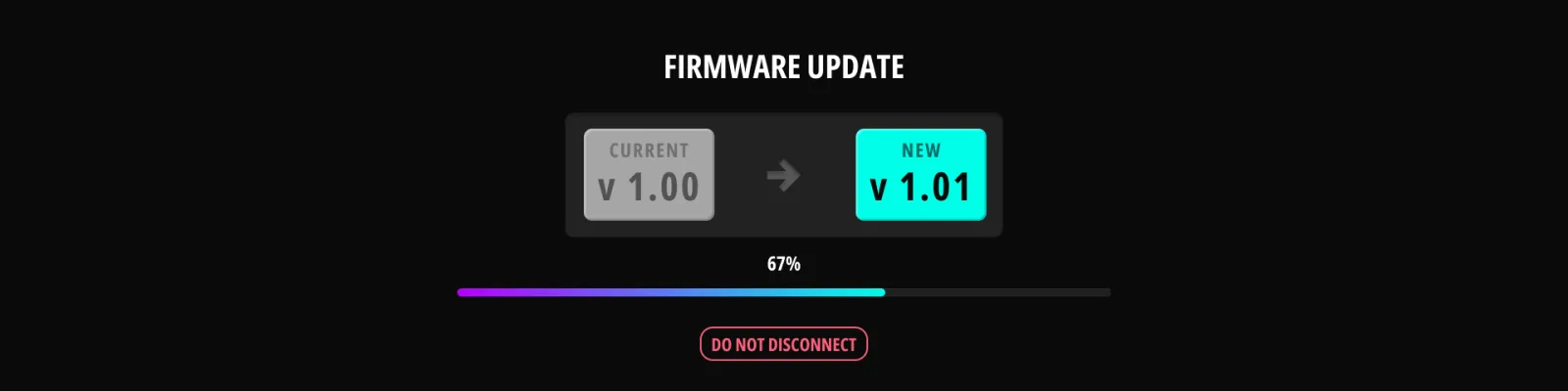 本体でファームウェアのアップデートが進行中の画面。