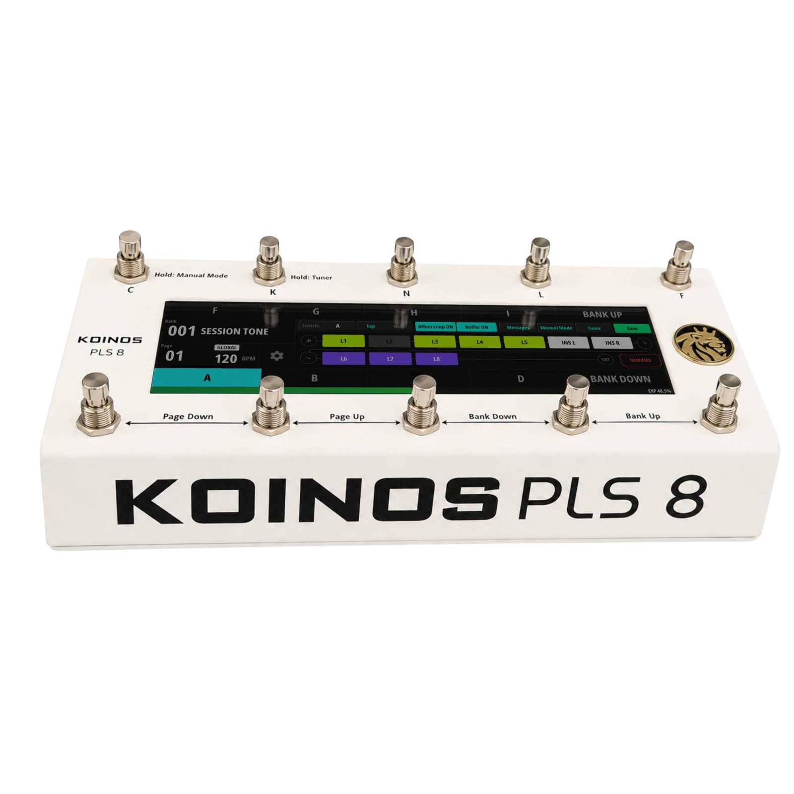 Koinos PLS 8, front view with the display on